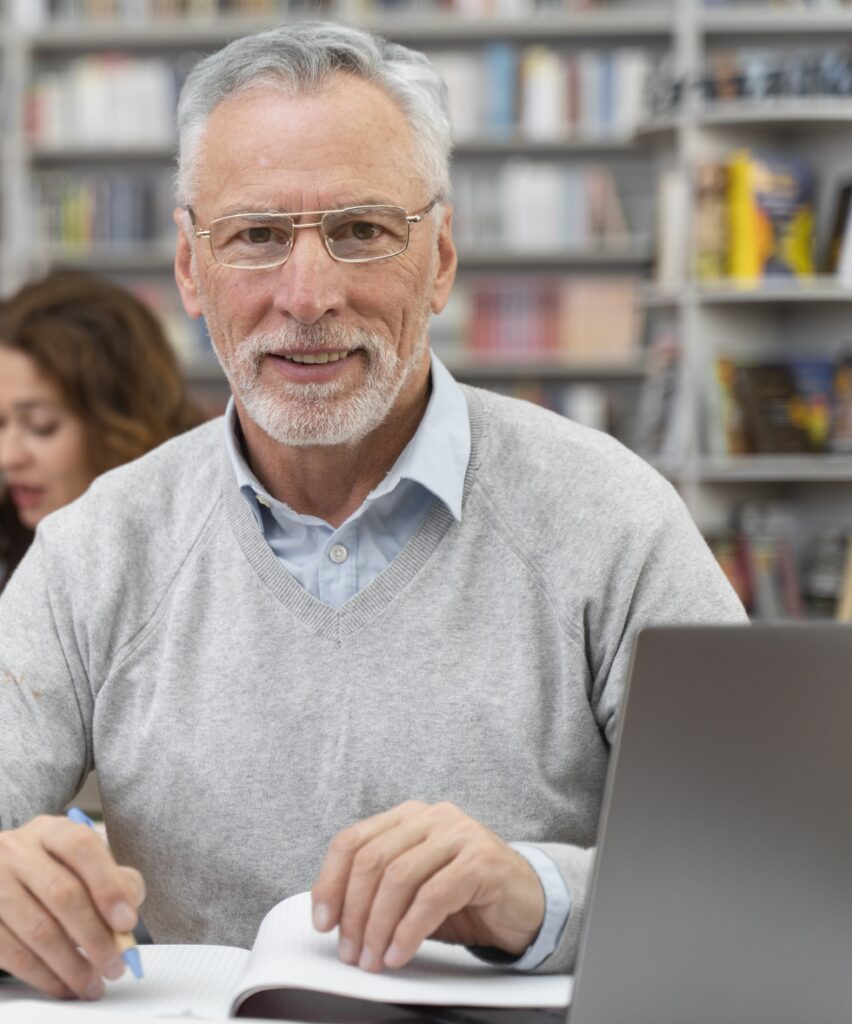 Author reviewing his publishing agreement