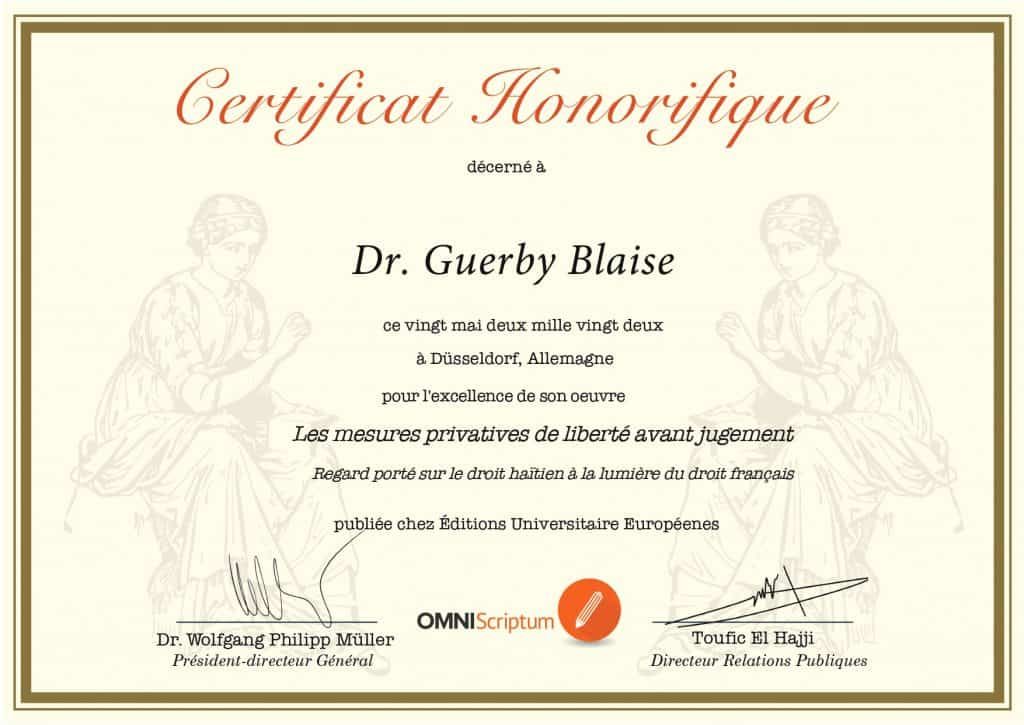1certificate Dr.Blaise français page 0001 1024x725 - Guerby BLAISE